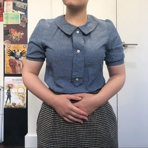 Blue Denim Button Blouse